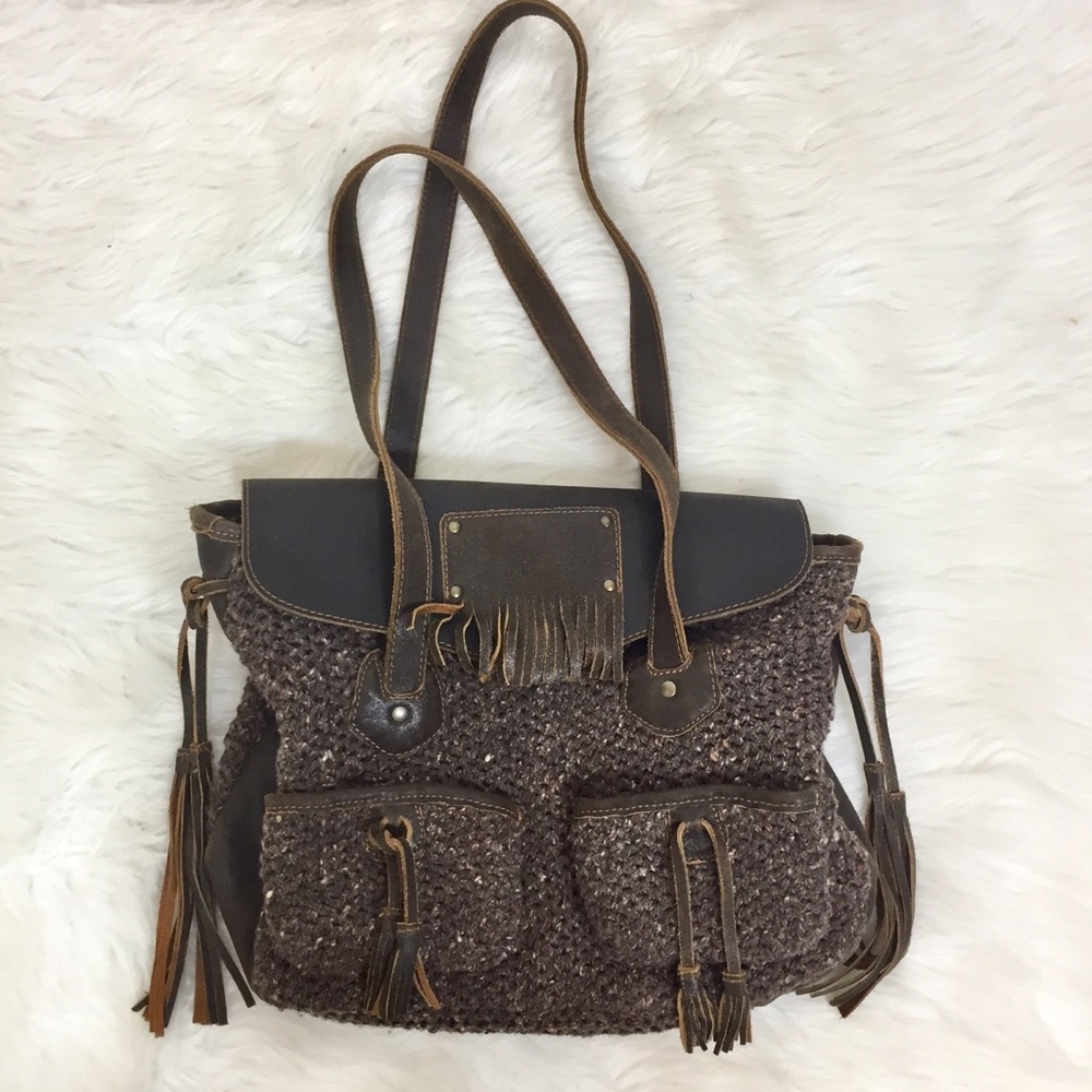 Bonfanti Madi In Italy Wool Fringe Hippie Boho Bag